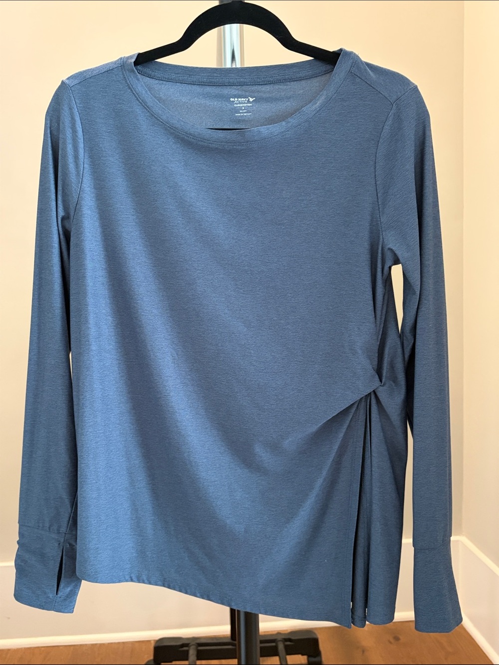 Old Navy Slate Blue Long Sleeve Twist-Side Top